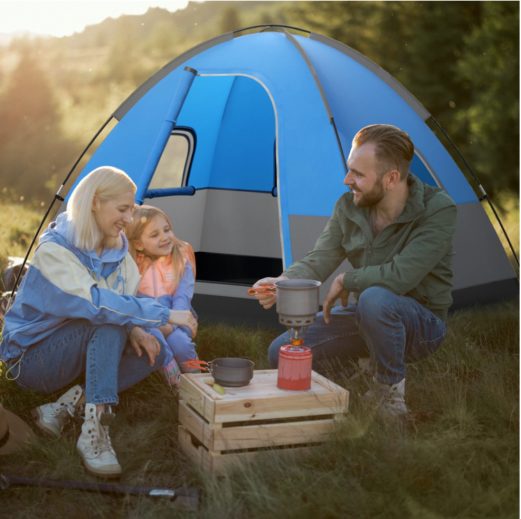 3-Persoons Camping Tent – Waterdichte Koepeltent met Regenhoes en Grondzeil