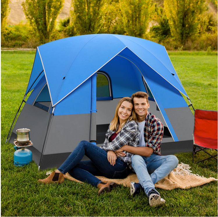 3-Persoons Camping Tent – Waterdichte Koepeltent met Regenhoes en Grondzeil