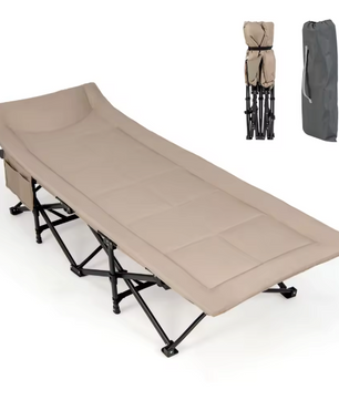 Opvouwbaar Camping Bed – Veldbed met Matras en Kussen tot 200 kg Belastbaar