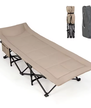 Opvouwbaar Camping Bed – Veldbed met Matras en Kussen tot 200 kg Belastbaar