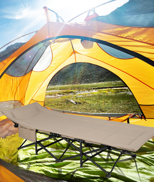 Opvouwbaar Camping Bed – Veldbed met Matras en Kussen tot 200 kg Belastbaar