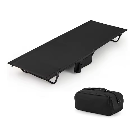 Ultralicht Camping Bed – Opvouwbaar Veldbed met Zijvak en Draagtas, 150 kg Belastbaar