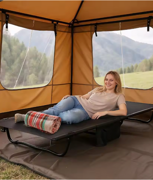 Ultralicht Camping Bed – Opvouwbaar Veldbed met Zijvak en Draagtas, 150 kg Belastbaar