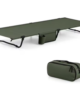 Ultralicht Camping Bed – Opvouwbaar Veldbed met Zijvak en Draagtas, 150 kg Belastbaar