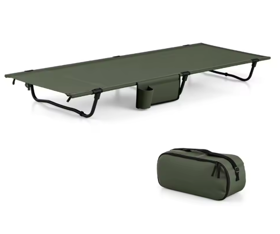 Ultralicht Camping Bed – Opvouwbaar Veldbed met Zijvak en Draagtas, 150 kg Belastbaar