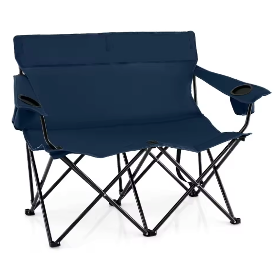 2-Persoons Camping Stoel – Opvouwbare Campingbank met Bekerhouders en Draagtas, 300 kg Belastbaar