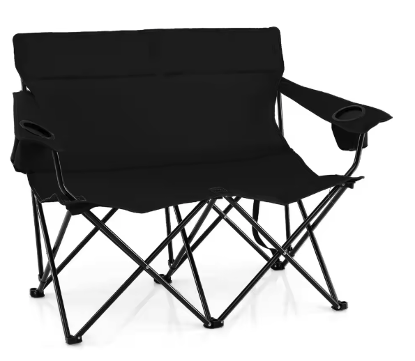 2-Persoons Camping Stoel – Opvouwbare Campingbank met Bekerhouders en Draagtas, 300 kg Belastbaar