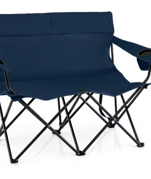 2-Persoons Camping Stoel – Opvouwbare Campingbank met Bekerhouders en Draagtas, 300 kg Belastbaar