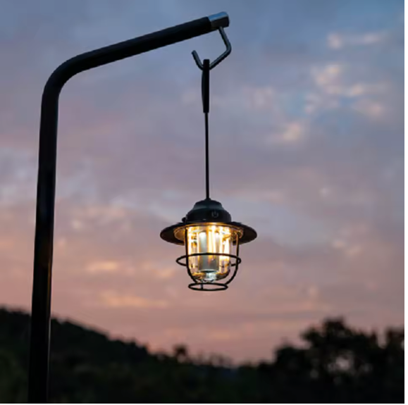 Retro LED Camping Lamp – Dimbare Lantaarn met USB-C en 4 Lichtstanden, Waterdicht