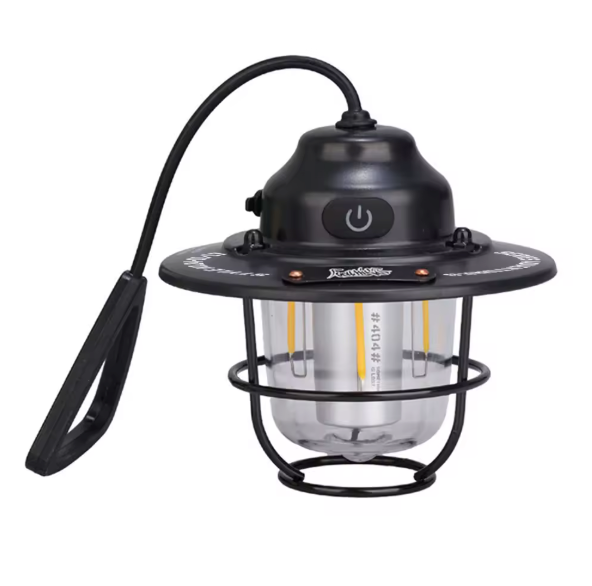 Retro LED Camping Lamp – Dimbare Lantaarn met USB-C en 4 Lichtstanden, Waterdicht