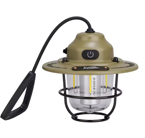 Retro LED Camping Lamp – Dimbare Lantaarn met USB-C en 4 Lichtstanden, Waterdicht