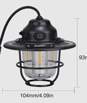 Retro LED Camping Lamp – Dimbare Lantaarn met USB-C en 4 Lichtstanden, Waterdicht