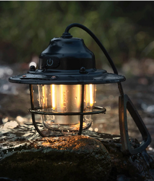Retro LED Camping Lamp – Dimbare Lantaarn met USB-C en 4 Lichtstanden, Waterdicht
