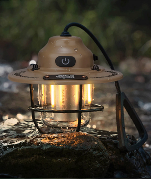 Retro LED Camping Lamp – Dimbare Lantaarn met USB-C en 4 Lichtstanden, Waterdicht