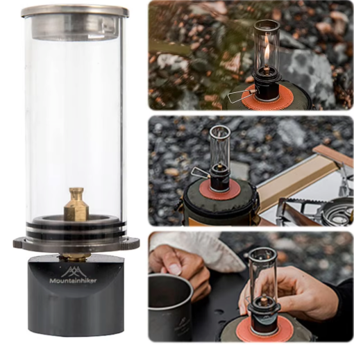Camping Gas Lamp – Draagbare Butaan Lantaarn met Regelbare Vlam en Windbescherming