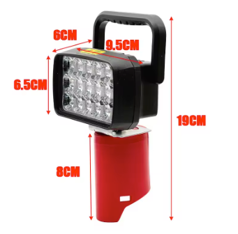 LED Werklamp – Draagbare Spotlamp met 18 LED’s voor 12V Accu, Outdoor en Werkplaats