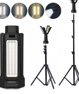 Telescopische LED Camping Lamp – 16000mAh Oplaadbare Werklamp met Statief en Dimbaar Licht