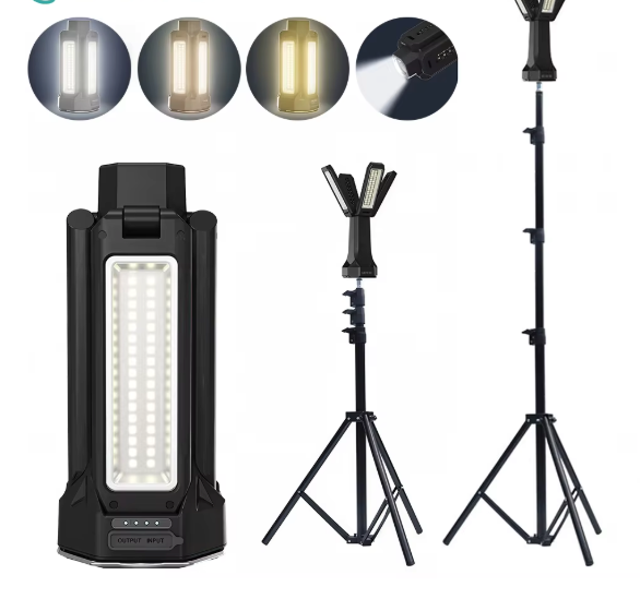 Telescopische LED Camping Lamp – 16000mAh Oplaadbare Werklamp met Statief en Dimbaar Licht