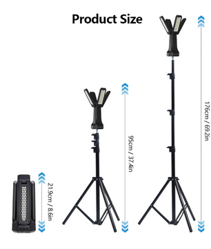 Telescopische LED Camping Lamp – 16000mAh Oplaadbare Werklamp met Statief en Dimbaar Licht
