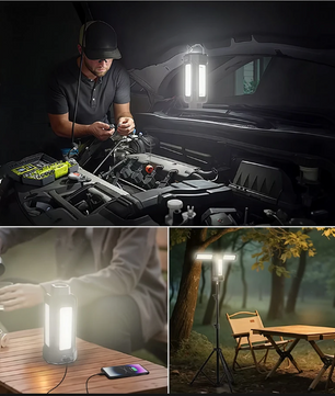 Telescopische LED Camping Lamp – 16000mAh Oplaadbare Werklamp met Statief en Dimbaar Licht