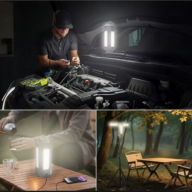 Telescopische LED Camping Lamp – 16000mAh Oplaadbare Werklamp met Statief en Dimbaar Licht