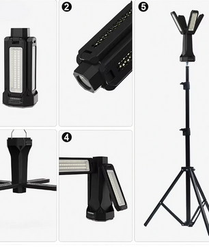 Telescopische LED Camping Lamp – 16000mAh Oplaadbare Werklamp met Statief en Dimbaar Licht