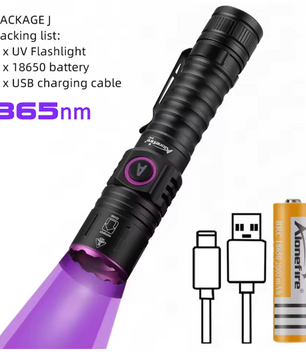 UV LED Zaklamp – Oplaadbare Blacklight 365/395nm met Zoom en Type-C