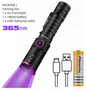 UV LED Zaklamp – Oplaadbare Blacklight 365/395nm met Zoom en Type-C