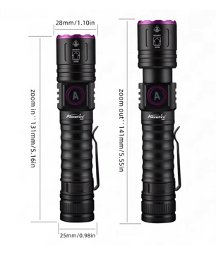 UV LED Zaklamp – Oplaadbare Blacklight 365/395nm met Zoom en Type-C