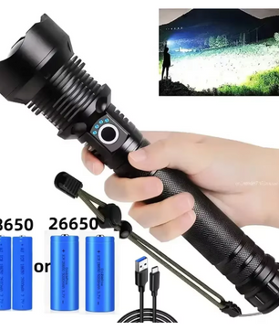 Krachtige LED Zaklamp – Oplaadbare Tactical Torch met Zoom en Waterbestendig Design