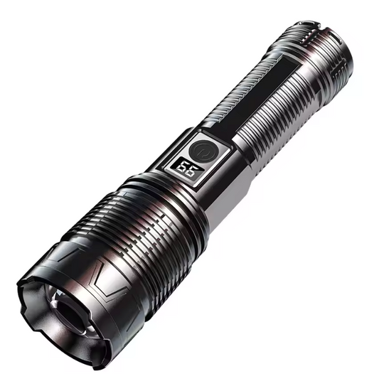 Krachtige LED Zaklamp – Oplaadbare High Power Torch met Dubbel Licht en Waterbestendig Design