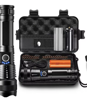 Krachtige LED Zaklamp – Oplaadbare Tactical Torch met Zoom en 5 Lichtstanden