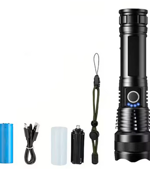 Krachtige LED Zaklamp – Oplaadbare Tactical Torch met Zoom en 5 Lichtstanden