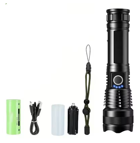 Krachtige LED Zaklamp – Oplaadbare Tactical Torch met Zoom en 5 Lichtstanden