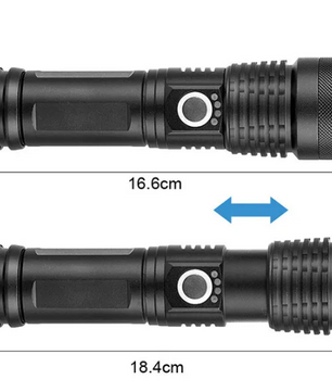 Krachtige LED Zaklamp – Oplaadbare Tactical Torch met Zoom en 5 Lichtstanden