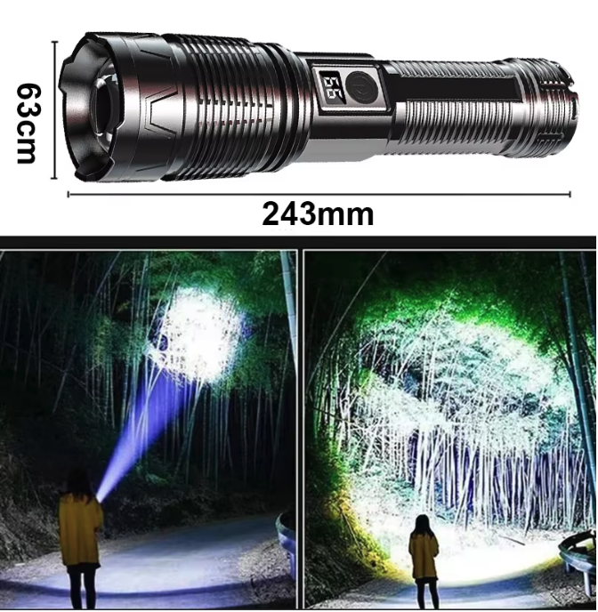 Krachtige LED Zaklamp – Oplaadbare Tactical Torch met 7 Lichtstanden en COB Zijlicht