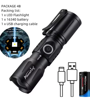 Mini LED Zaklamp – Oplaadbare Zoom Zaklamp met USB-C, Compact en Krachtig