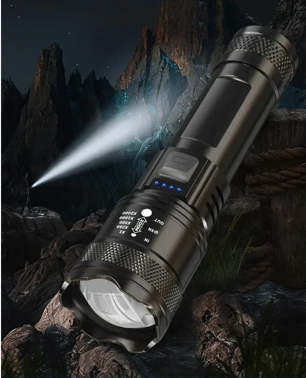 Krachtige LED Zaklamp – 2000LM Oplaadbare Tactical Torch met Zoom en Display