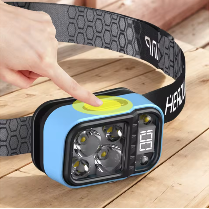 LED Hoofdlamp – Oplaadbare USB-C Hoofdlamp met Sensor en Batterij Display, Waterdicht