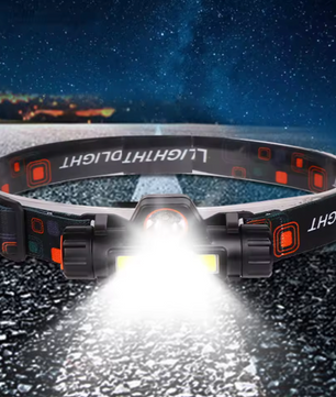 LED Hoofdlamp – Oplaadbare Q5 + COB Hoofdlamp met Dimbaar Licht en Verstelbare Band