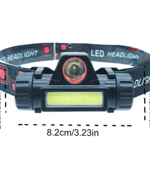 LED Hoofdlamp – Oplaadbare Q5 + COB Hoofdlamp met Dimbaar Licht en Verstelbare Band