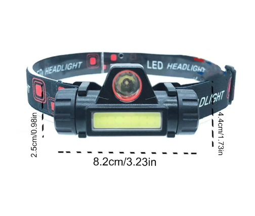 LED Hoofdlamp – Oplaadbare Q5 + COB Hoofdlamp met Dimbaar Licht en Verstelbare Band
