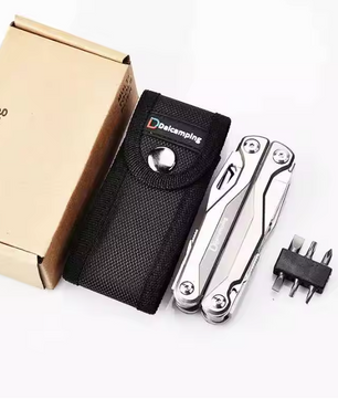 Multitool Tang met Titanium Handgreep – Opvouwbare Multitool met Mes, Schaar en Bits
