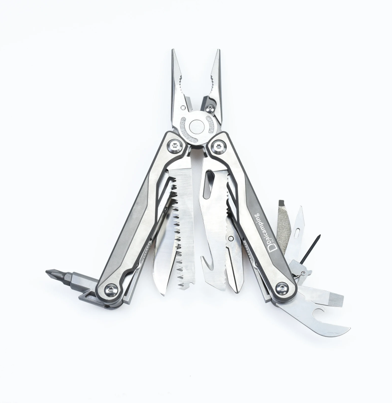 Multitool Tang met Titanium Handgreep – Opvouwbare Multitool met Mes, Schaar en Bits