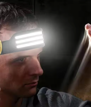et van 2 LED Hoofdlampen – Oplaadbare USB-C Hoofdlamp met Sensor en 5 Lichtstanden