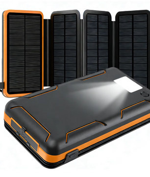 Solar Powerbank 50000mAh – Draagbare Oplader met USB-C, Zonnepaneel en LED Lamp