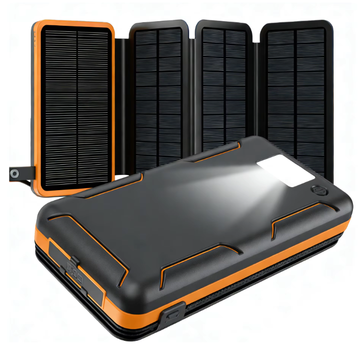 Solar Powerbank 50000mAh – Draagbare Oplader met USB-C, Zonnepaneel en LED Lamp