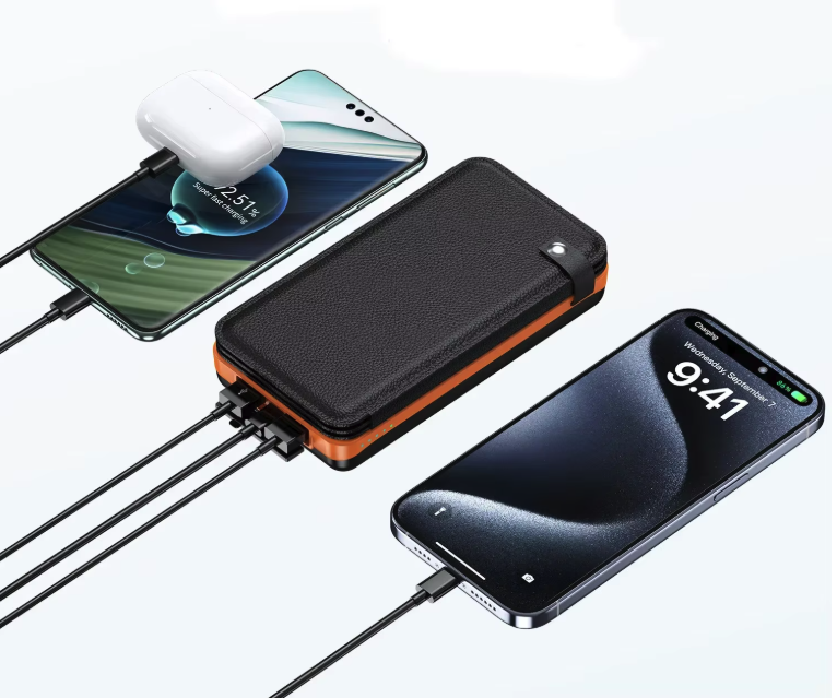 Solar Powerbank 50000mAh – Draagbare Oplader met USB-C, Zonnepaneel en LED Lamp