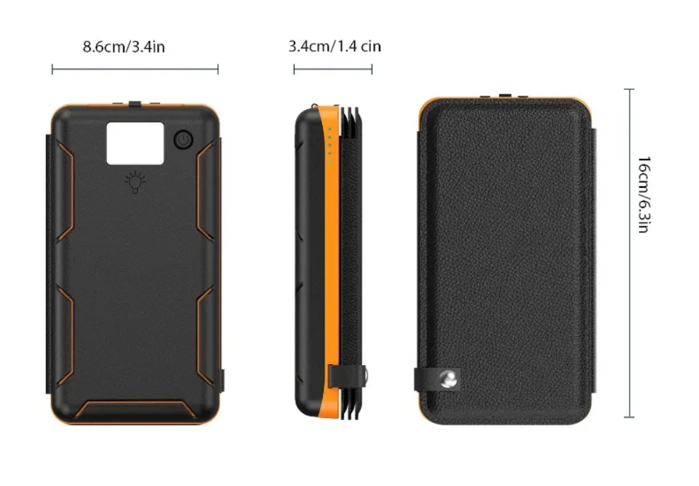 Solar Powerbank 50000mAh – Draagbare Oplader met USB-C, Zonnepaneel en LED Lamp