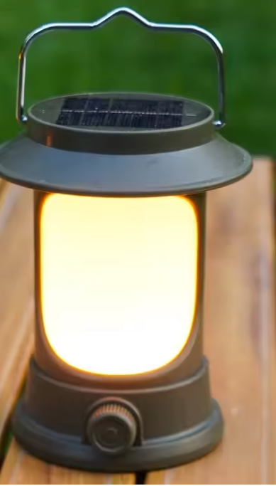 Solar Camping Lamp – Dimbare LED Lantaarn met USB-C en Warm/Koud Licht voor Outdoor
